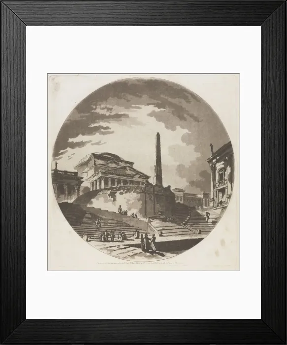 Framed Print : View of the Rotunda with Stairs on the Tiber, 1766. Creator: Jean-Claude-Richard de Saint-Non Framed Print : View of the Rotunda with Stairs on the Tiber, 1766. Creator: Jean-Claude-Richard de Saint-Non