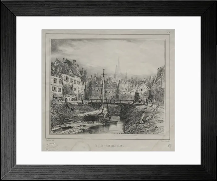 Framed Print : Vue de Caen, 1832. Creator: Eugene Isabey (French, 1803-1886) Framed Print : Vue de Caen, 1832. Creator: Eugene Isabey (French, 1803-1886)