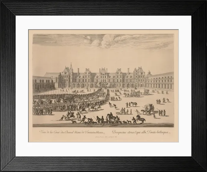 Framed Print : Vue de la Cour du Cheval-Blanc de Fontainebleau, 1667. Creator: Israel Silvestre (French Framed Print : Vue de la Cour du Cheval-Blanc de Fontainebleau, 1667. Creator: Israel Silvestre (French
