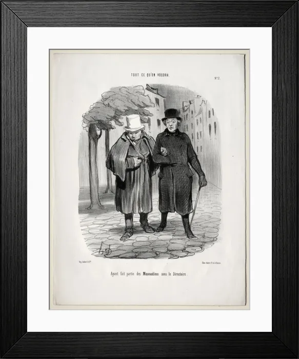 Framed Print : What you will, plate 7: Having taken the part of dandies under the Directory, 1847 Framed Print : What you will, plate 7: Having taken the part of dandies under the Directory, 1847