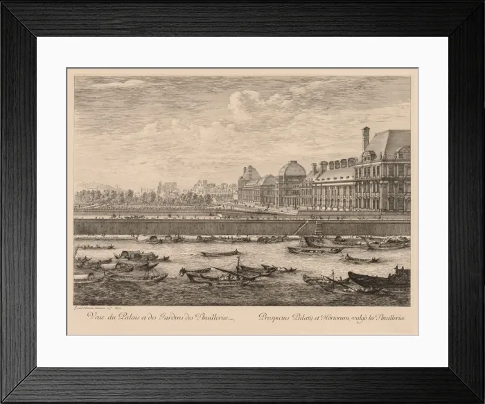 Framed Print : Vue du palais et des jardins des Tuileries, du cote du quai, 1670. Creator Framed Print : Vue du palais et des jardins des Tuileries, du cote du quai, 1670. Creator
