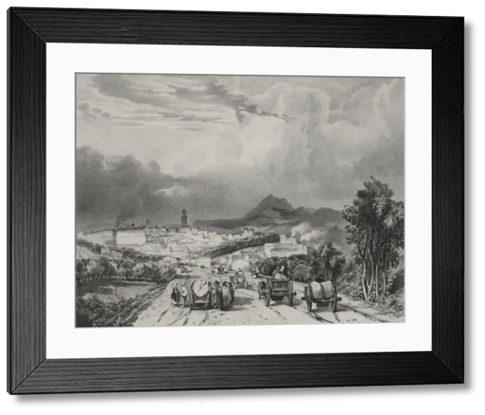 Framed Print : Vue generale de Riom, Auvergne, 1829. Creator: Adrien Dauzats (French, 1804-1868) Framed Print : Vue generale de Riom, Auvergne, 1829. Creator: Adrien Dauzats (French, 1804-1868)