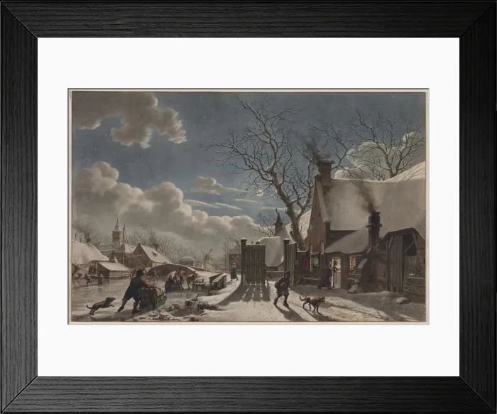 Framed Print : Winter Night in a Dutch Town, 1797. Creator: Jacob Cats (Dutch, 1741-1799) Framed Print : Winter Night in a Dutch Town, 1797. Creator: Jacob Cats (Dutch, 1741-1799)