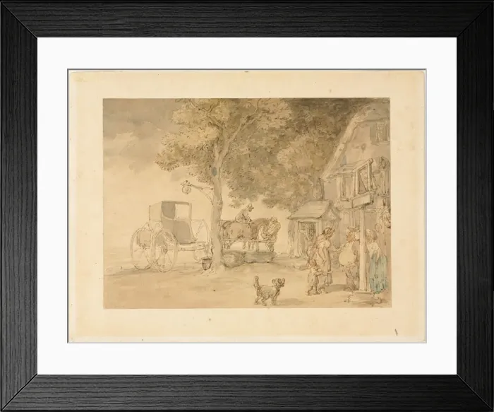 Framed Print : Watering Horses. Creator: Thomas Rowlandson (British, 1756-1827) Framed Print : Watering Horses. Creator: Thomas Rowlandson (British, 1756-1827)