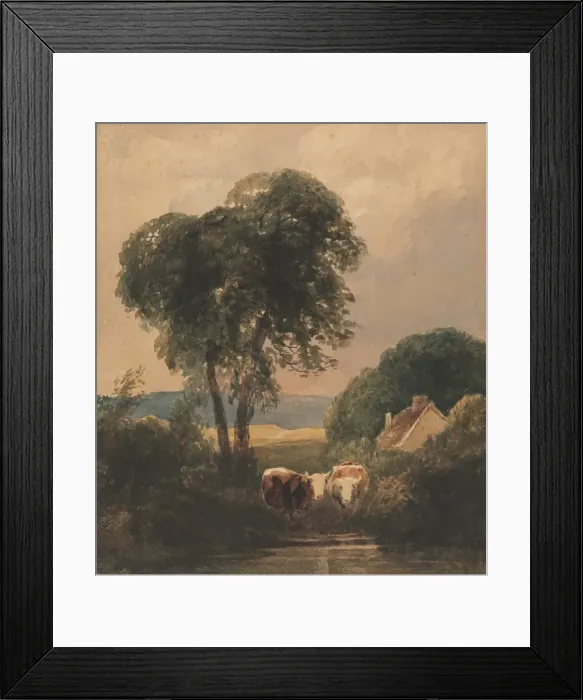 Framed Print : Welsh Landscape with Cattle. Creator: Peter De Wint (British, 1784-1849) Framed Print : Welsh Landscape with Cattle. Creator: Peter De Wint (British, 1784-1849)