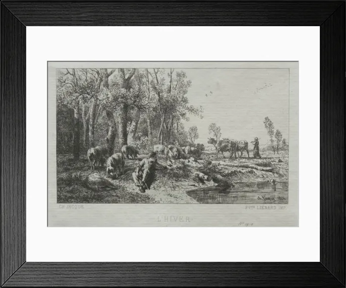 Framed Print : Winter, 1864. Creator: Charles-Emile Jacque (French, 1813-1894) Framed Print : Winter, 1864. Creator: Charles-Emile Jacque (French, 1813-1894)