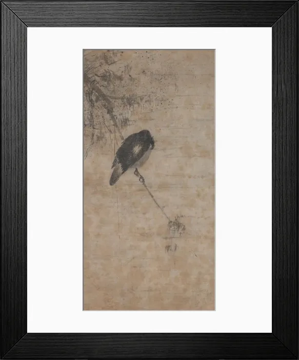 Framed Print : Willow and Magpie, mid-1200s. Creator: Fachang Muqi (Chinese, 1220-1280), attributed to Framed Print : Willow and Magpie, mid-1200s. Creator: Fachang Muqi (Chinese, 1220-1280), attributed to