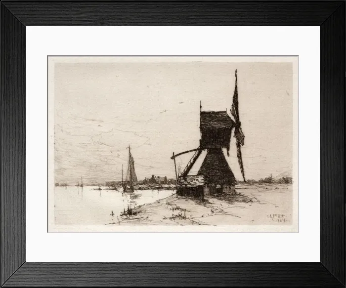 Framed Print : Windmill along the Coast, 1884. Creator: Charles Adams Platt (American, 1861-1933) Framed Print : Windmill along the Coast, 1884. Creator: Charles Adams Platt (American, 1861-1933)