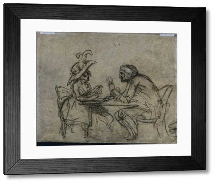 Framed Print : Woman and Man Playing Cards, 1792. Creator: Benjamin West (American, 1738-1820) Framed Print : Woman and Man Playing Cards, 1792. Creator: Benjamin West (American, 1738-1820)