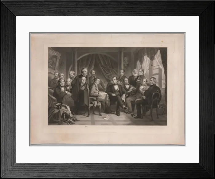 Framed Print : Washington Irving and his Literary Friends at Sunnyside, 1864. Creator: Thomas Oldham Barlow Framed Print : Washington Irving and his Literary Friends at Sunnyside, 1864. Creator: Thomas Oldham Barlow
