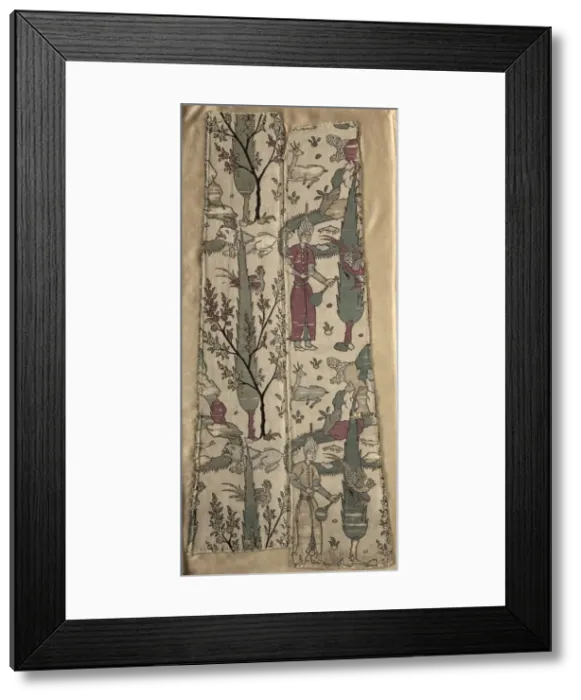 Framed Print : Wine bearers in landscape, from a robe, 1525-1550. Creator: Unknown Framed Print : Wine bearers in landscape, from a robe, 1525-1550. Creator: Unknown
