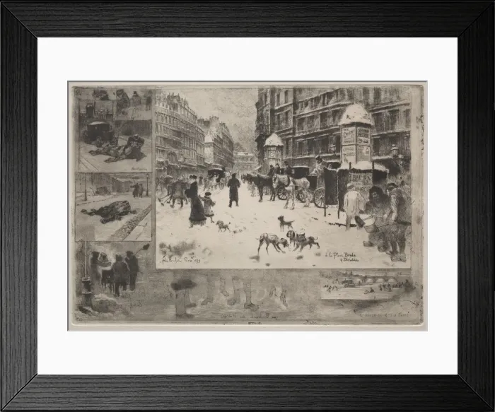 Framed Print : Winter in Paris, 1879. Creator: Felix Hilaire Buhot (French, 1847-1898) Framed Print : Winter in Paris, 1879. Creator: Felix Hilaire Buhot (French, 1847-1898)