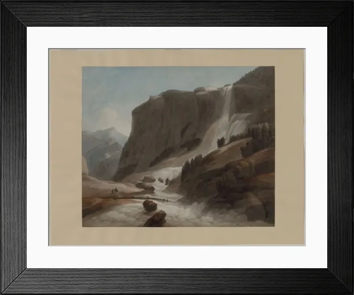 Framed Print : Waterfall between Chiavenna and Mount Splügen, 1784. Creator: Francis Towne (British Framed Print : Waterfall between Chiavenna and Mount Splügen, 1784. Creator: Francis Towne (British