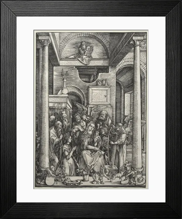 Framed Print : The Virgin and Child Surrounded by Saints and Angels, c. 1500-1502. Creator: Albrecht Dürer Framed Print : The Virgin and Child Surrounded by Saints and Angels, c. 1500-1502. Creator: Albrecht Dürer