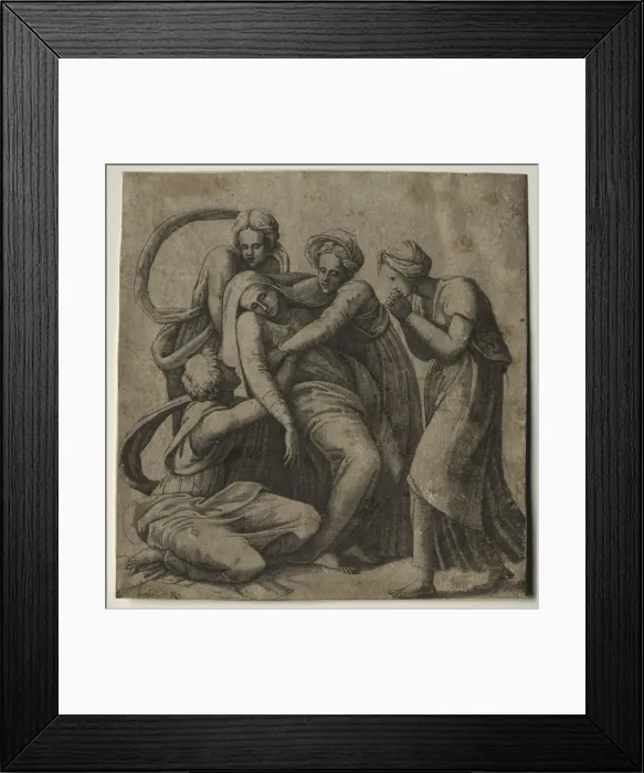 Framed Print : The Virgin Fainting in the Arms of Three Holy Women. Creator: Giulio Bonasone (Italian, c Framed Print : The Virgin Fainting in the Arms of Three Holy Women. Creator: Giulio Bonasone (Italian, c