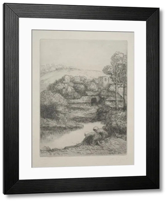 Framed Print : The Wash House (Le Lavoir, Dite Les Laveuses ). Creator: Alphonse Legros (French Framed Print : The Wash House (Le Lavoir, Dite Les Laveuses ). Creator: Alphonse Legros (French