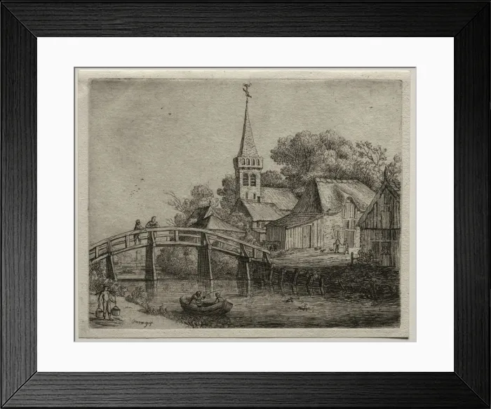 Framed Print : The Wooden Bridge. Creator: Jan van Goyen (Dutch, 1596-1656) Framed Print : The Wooden Bridge. Creator: Jan van Goyen (Dutch, 1596-1656)