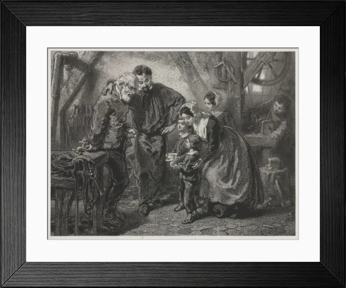 Framed Print : The Working-mans Birthday. Creator: Paul Gavarni (French, 1804-1866) Framed Print : The Working-mans Birthday. Creator: Paul Gavarni (French, 1804-1866)