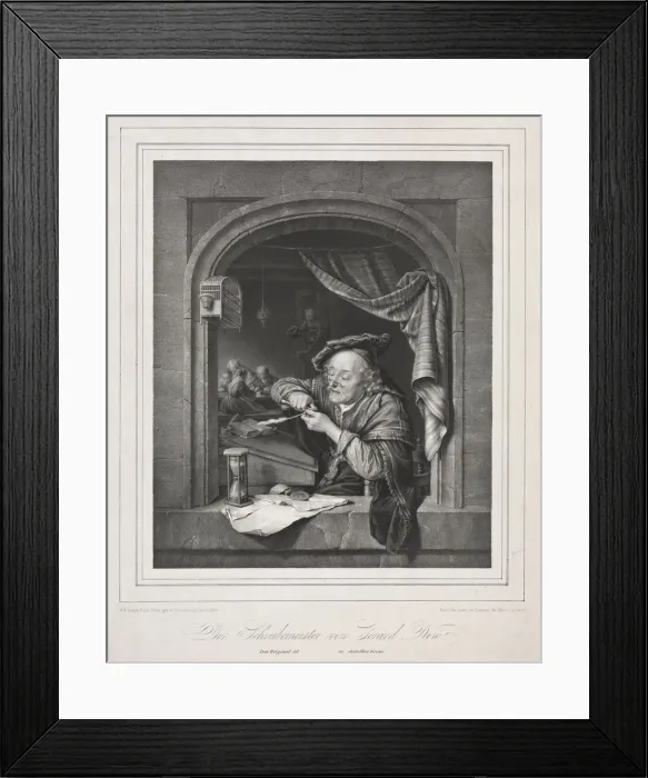 Framed Print : The Writing-Master of the Old Schoolmaster, 1836. Creator: Franz Seraph Hanfstaengl (German Framed Print : The Writing-Master of the Old Schoolmaster, 1836. Creator: Franz Seraph Hanfstaengl (German