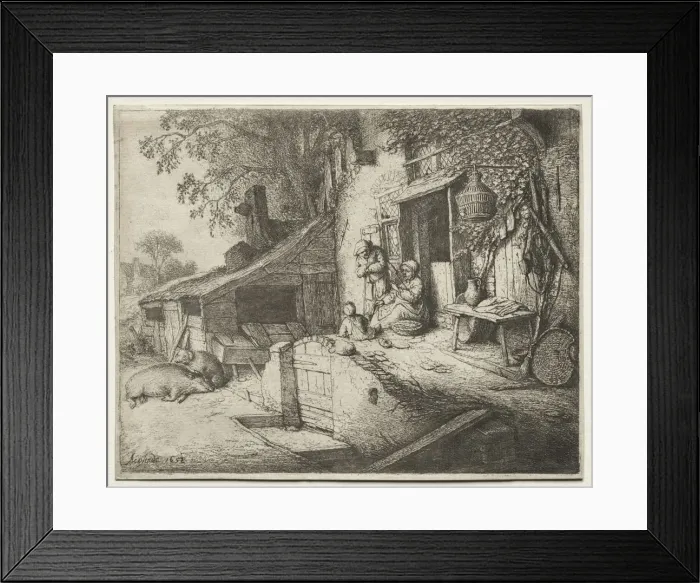 Framed Print : The Woman Spinning. Creator: Adriaen van Ostade (Dutch, 1610-1684) Framed Print : The Woman Spinning. Creator: Adriaen van Ostade (Dutch, 1610-1684)