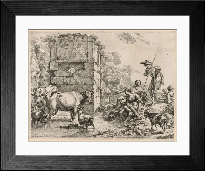 Framed Print : The Watering Place. Creator: Nicolaes Berchem (Dutch, 1620-1683) Framed Print : The Watering Place. Creator: Nicolaes Berchem (Dutch, 1620-1683)