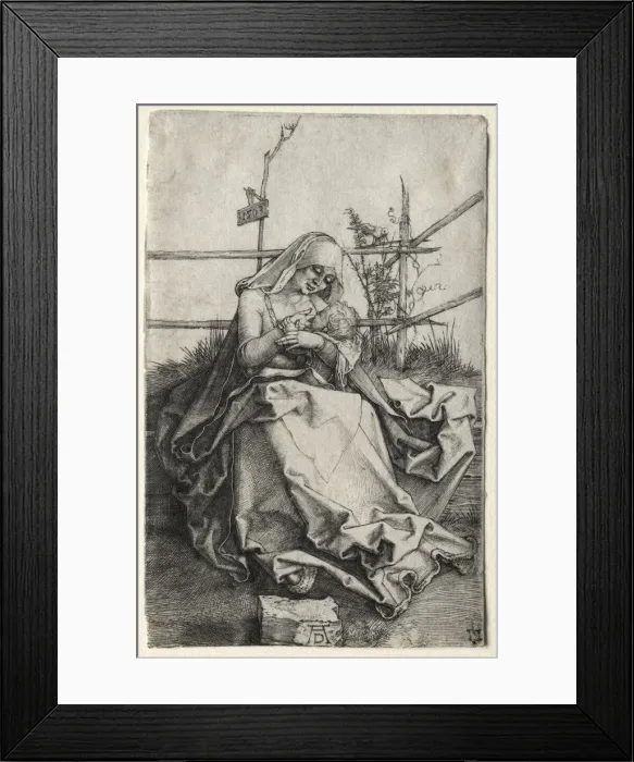 Framed Print : The Virgin and Child on a Grassy Bench, 1503. Creator: Albrecht Dürer (German, 1471-1528)