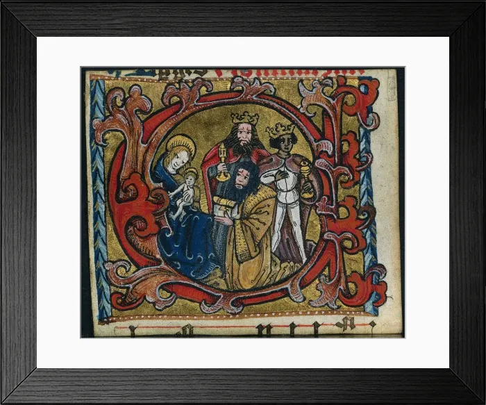 Framed Print : Three Cuttings from a Missal: Initial C with the Adoration of the Magi, c. 1470-1500 Framed Print : Three Cuttings from a Missal: Initial C with the Adoration of the Magi, c. 1470-1500