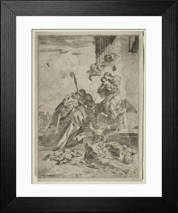 Framed Print : Three Lucchese Saints interceding with the Virgin for the Victims of the plague, ca Framed Print : Three Lucchese Saints interceding with the Virgin for the Victims of the plague, ca