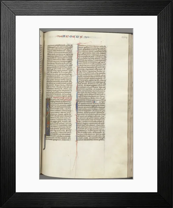 Framed Print : Fol. 364r, Haggai, historiated initial I, Haggai with a scroll standing on a hybrid, c Framed Print : Fol. 364r, Haggai, historiated initial I, Haggai with a scroll standing on a hybrid, c