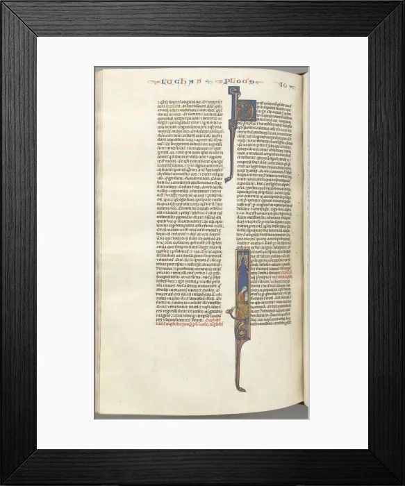 Framed Print : Fol. 425v, John, historiated initial I, John seated writing, c. 1275-1300. Creator: Unknown Framed Print : Fol. 425v, John, historiated initial I, John seated writing, c. 1275-1300. Creator: Unknown