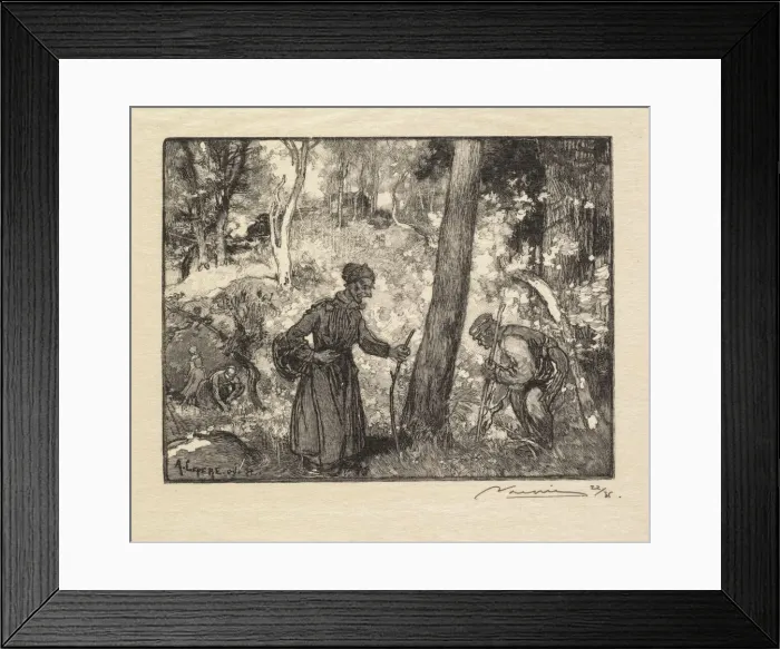 Framed Print : Fontainebleau Forest: Mushroom Hunters at the Rocher Bernard (La Foret de Fontainebleau Framed Print : Fontainebleau Forest: Mushroom Hunters at the Rocher Bernard (La Foret de Fontainebleau