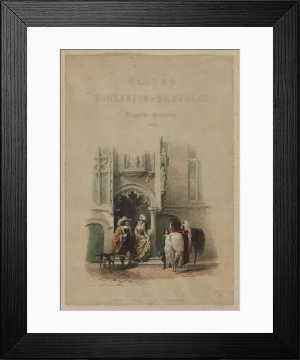 Framed Print : Haghes Portfolio of Sketches. Belgium. Germany, vol. III: Title Page, on a door Framed Print : Haghes Portfolio of Sketches. Belgium. Germany, vol. III: Title Page, on a door
