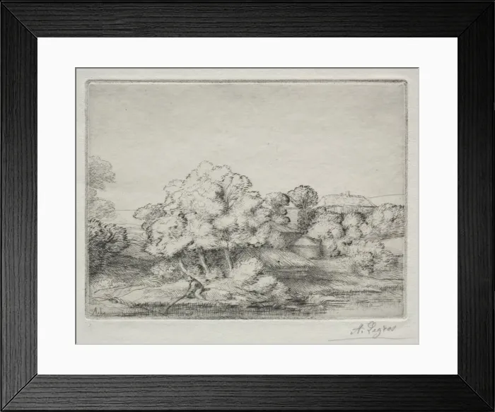 Framed Print : Hamlet near the Lake (Hameau pres du Lac). Creator: Alphonse Legros (French, 1837-1911) Framed Print : Hamlet near the Lake (Hameau pres du Lac). Creator: Alphonse Legros (French, 1837-1911)