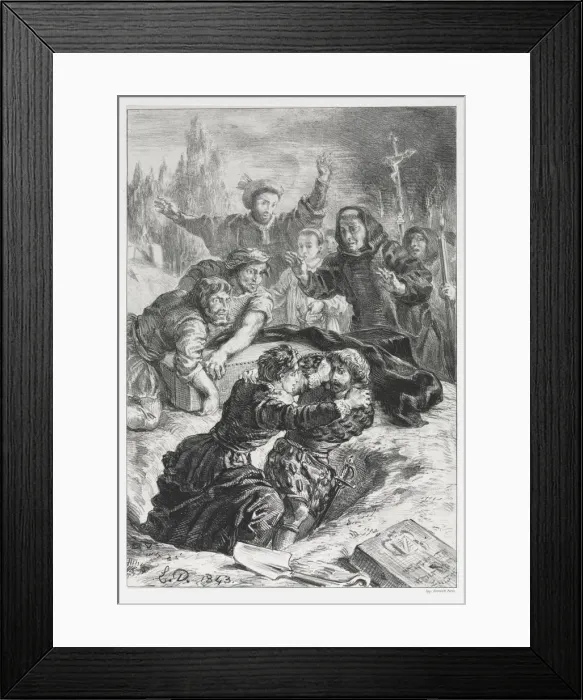 Framed Print : Hamlet: Hamlet and Laertes in the Grave of Ophelia, 1843. Creator: Eugene Delacroix (French Framed Print : Hamlet: Hamlet and Laertes in the Grave of Ophelia, 1843. Creator: Eugene Delacroix (French
