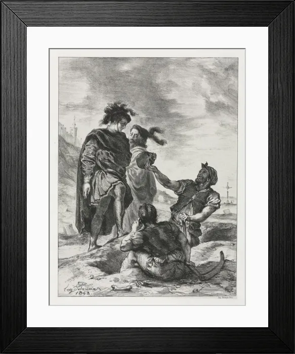 Framed Print : Hamlet: Hamlet and Horatio with the Grave Diggers, 1843. Creator: Eugene Delacroix (French Framed Print : Hamlet: Hamlet and Horatio with the Grave Diggers, 1843. Creator: Eugene Delacroix (French