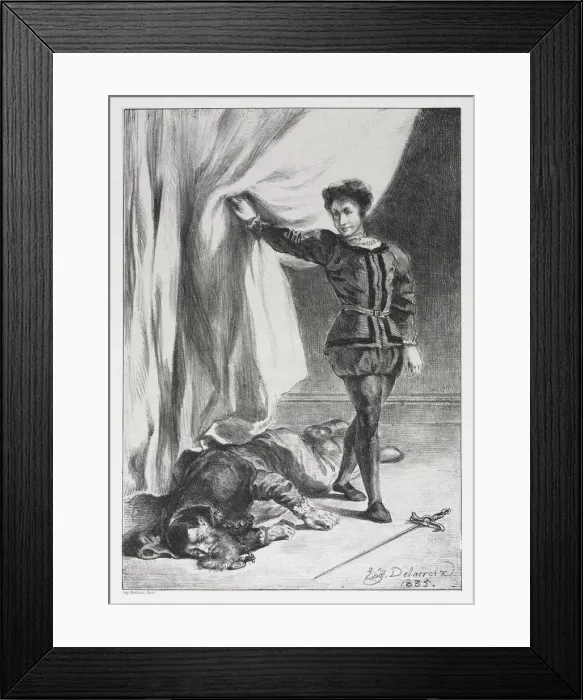 Framed Print : Hamlet: Hamlet and the Corpse of Polonius, 1835. Creator: Eugene Delacroix (French Framed Print : Hamlet: Hamlet and the Corpse of Polonius, 1835. Creator: Eugene Delacroix (French