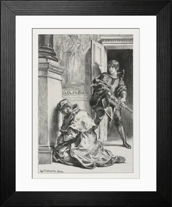 Framed Print : Hamlet: Hamlet Attempts to Kill the King, 1843. Creator: Eugene Delacroix (French, 1798-1863) Framed Print : Hamlet: Hamlet Attempts to Kill the King, 1843. Creator: Eugene Delacroix (French, 1798-1863)