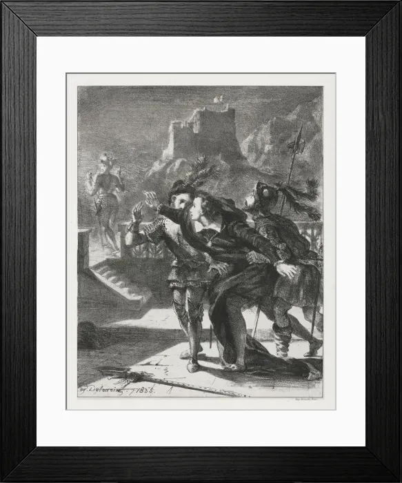 Framed Print : Hamlet: Hamlet Rushes to Follow the Ghost of his Father, 1835. Creator: Eugene Delacroix Framed Print : Hamlet: Hamlet Rushes to Follow the Ghost of his Father, 1835. Creator: Eugene Delacroix