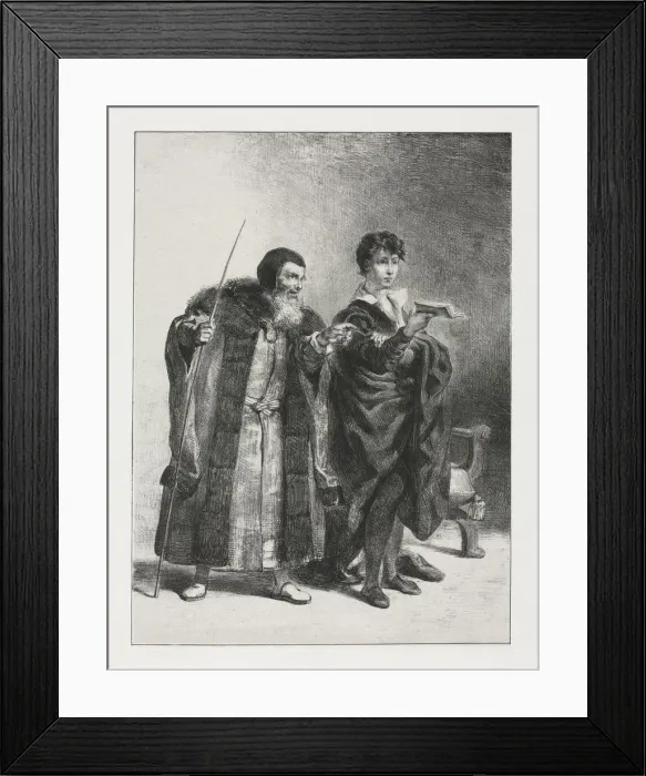 Framed Print : Hamlet: Polonius and Hamlet, 1834. Creator: Eugene Delacroix (French, 1798-1863)