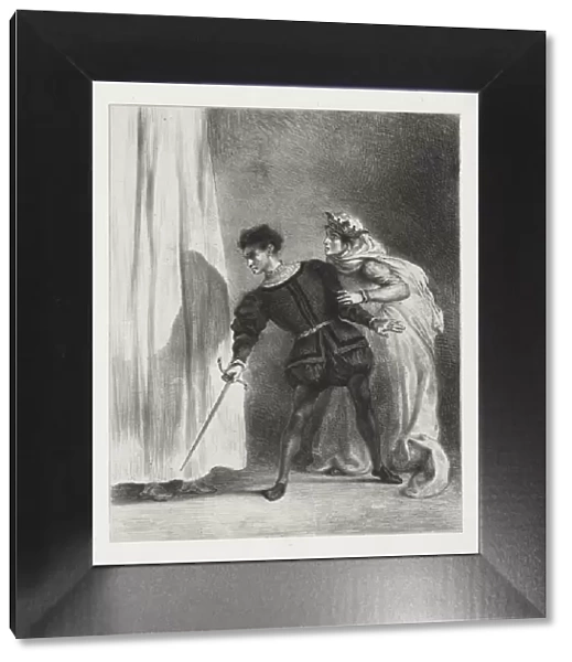 Hamlet: The Murder of Polonius, 1834. Creator: Eugene Delacroix (French, 1798-1863)