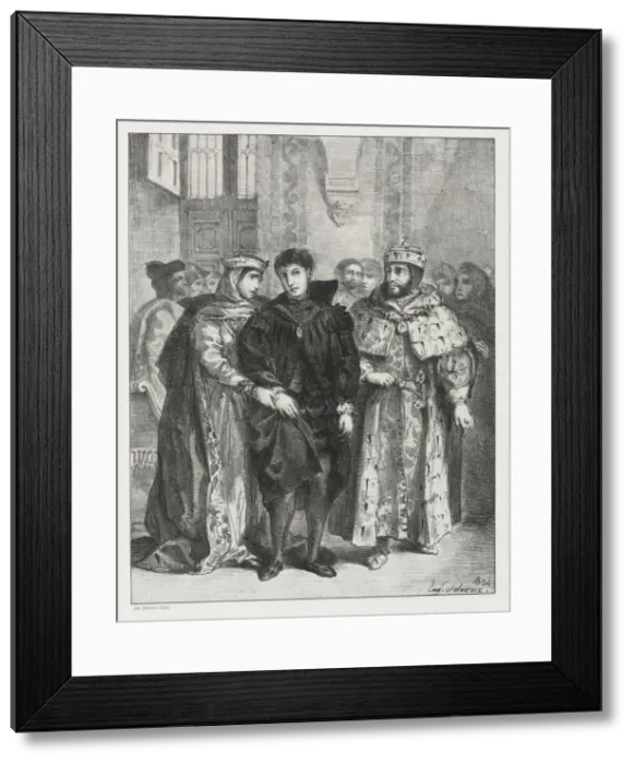 Framed Print : Hamlet: The Queen Endeavors to Console Hamlet, 1834. Creator: Eugene Delacroix (French Framed Print : Hamlet: The Queen Endeavors to Console Hamlet, 1834. Creator: Eugene Delacroix (French