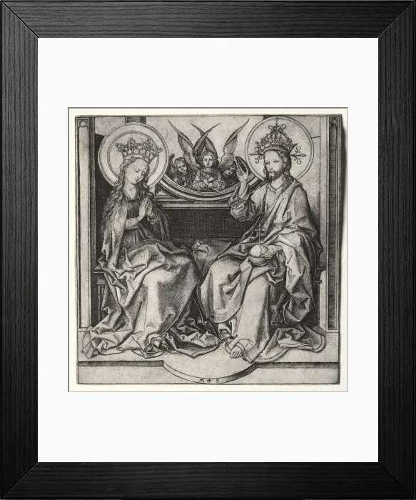 Framed Print : God the Father and the Blessed Virgin Enthroned Attended by Angels, c. 1480-90. Creator Framed Print : God the Father and the Blessed Virgin Enthroned Attended by Angels, c. 1480-90. Creator