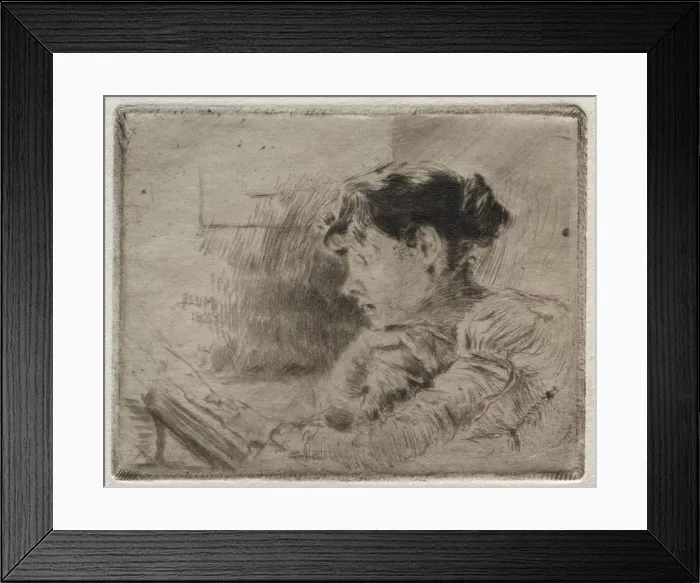 Framed Print : Girl Reading, 1883. Creator: Robert Frederick Blum (American, 1857-1903) Framed Print : Girl Reading, 1883. Creator: Robert Frederick Blum (American, 1857-1903)