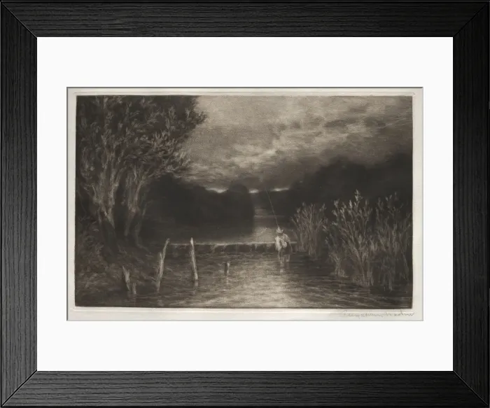 Framed Print : Grayling Fishing, 1897. Creator: Francis Seymour Haden (British, 1818-1910) Framed Print : Grayling Fishing, 1897. Creator: Francis Seymour Haden (British, 1818-1910)