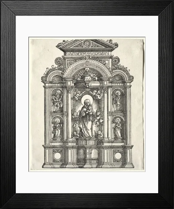 Framed Print : Great Altar with the Virgin, in a border with SS. Christopher, George, Barbara, Catherine, 1520 Framed Print : Great Altar with the Virgin, in a border with SS. Christopher, George, Barbara, Catherine, 1520