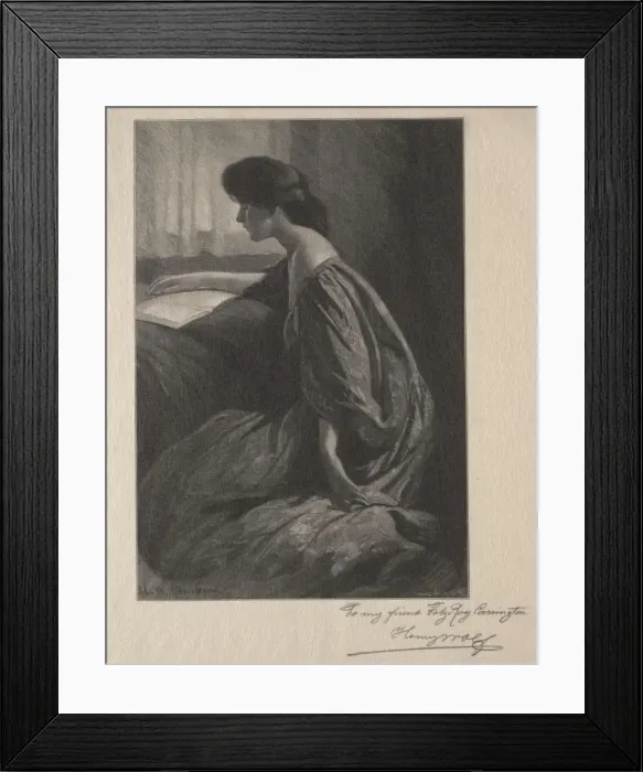 Framed Print : Girl Reading at a Window. Creator: Henry Wolf (American, 1852-1916) Framed Print : Girl Reading at a Window. Creator: Henry Wolf (American, 1852-1916)