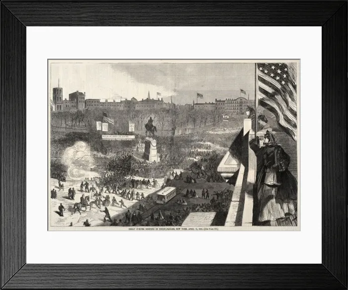 Framed Print : Great Sumter Meeting in Union Square, New York, April 11, 1863, 1863. Creator: Winslow Homer