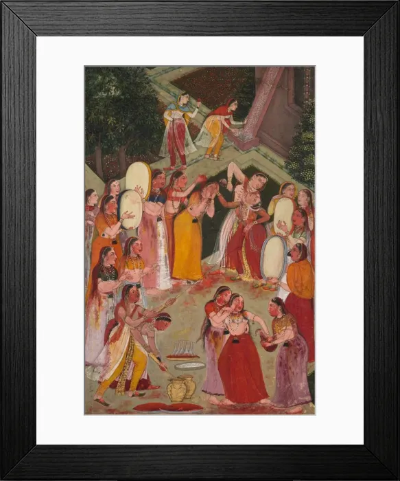 Framed Print : Girls Spraying Each Other at Holi, c. 1640-1650. Creator: Unknown Framed Print : Girls Spraying Each Other at Holi, c. 1640-1650. Creator: Unknown