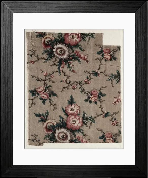 Framed Print : Glazed Chintz Fragment, c. 1840. Creator: Unknown Framed Print : Glazed Chintz Fragment, c. 1840. Creator: Unknown