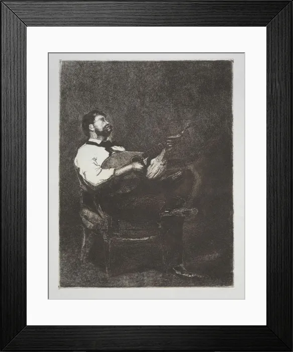 Framed Print : Guitar Player, 1861. Creator: Francois Bonvin (French, 1817-1887) Framed Print : Guitar Player, 1861. Creator: Francois Bonvin (French, 1817-1887)